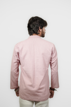 Men’s Pink Lotus Embroidered Short Kurta Shirt