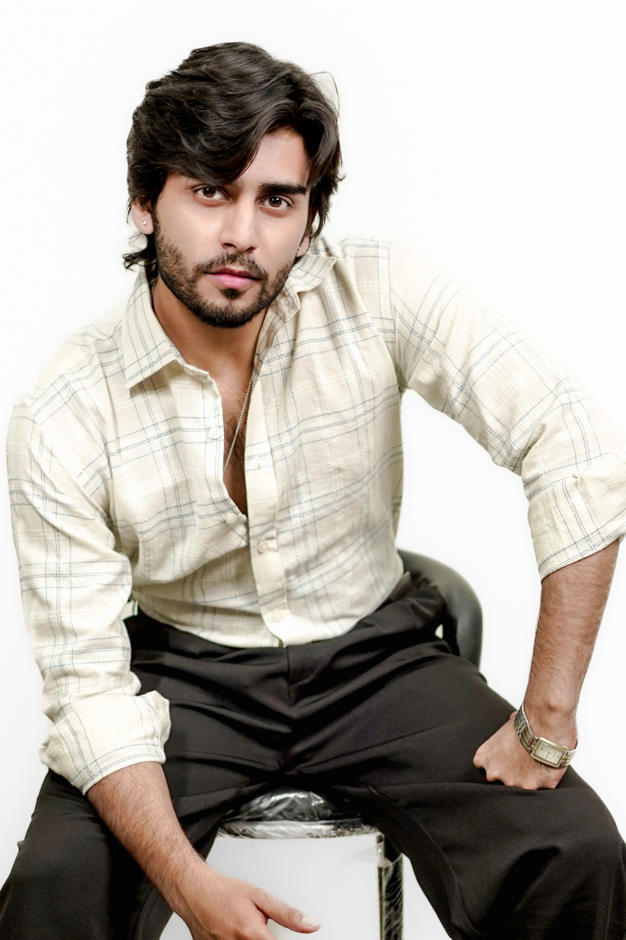 Mens Blue checked cotton Casual Shirt