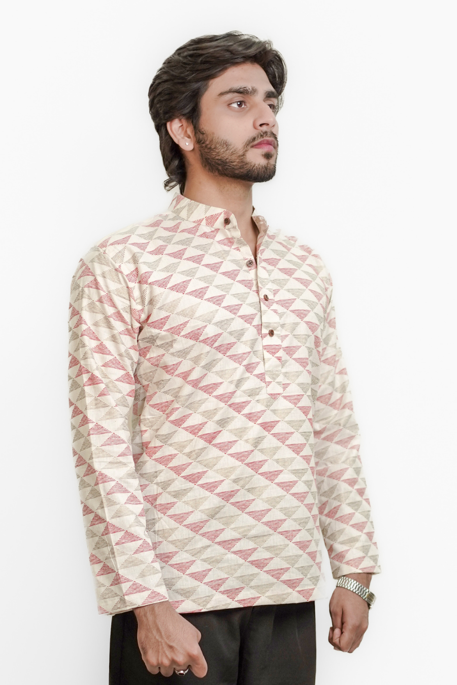 Men’s Cream Cotton Short Kurta Shirt