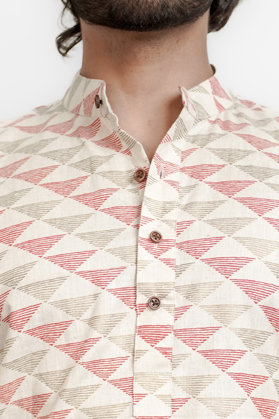 Men’s Cream Cotton Short Kurta Shirt