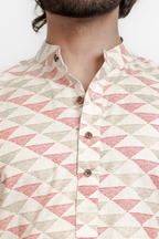 Men’s Cream Cotton Short Kurta Shirt