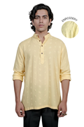 Men’s yellow Embroidered Short Kurta Shirt