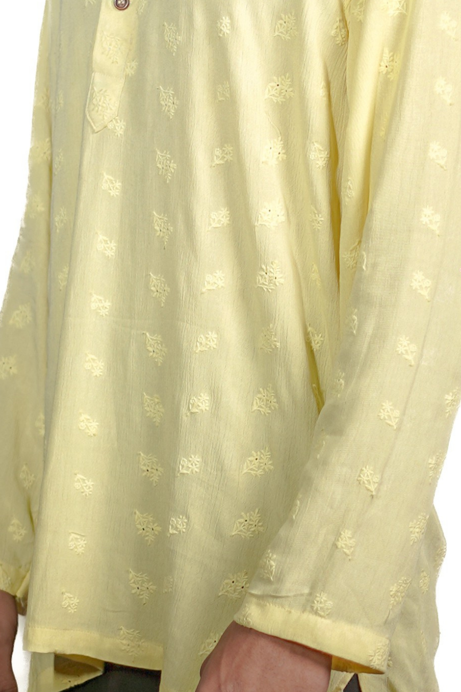 Men’s White Embroidered Short Kurta Shirt