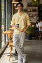 Men’s White Embroidered Short Kurta Shirt