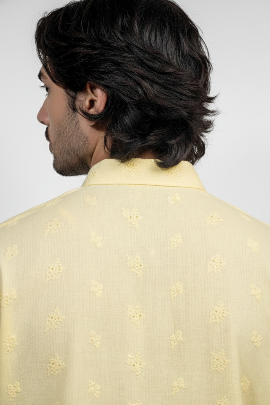 Men’s White Embroidered Short Kurta Shirt