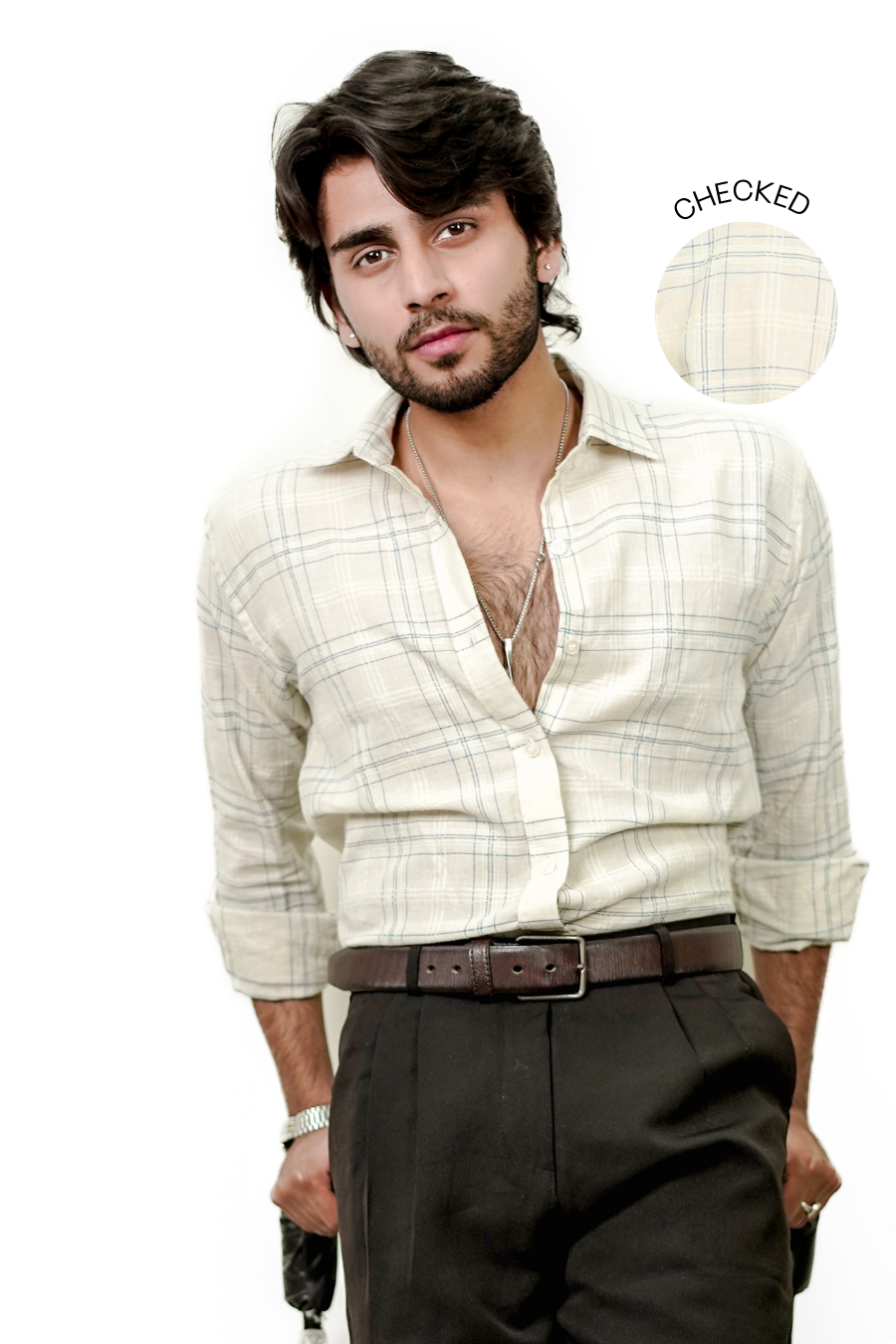 Mens Blue checked cotton Casual Shirt