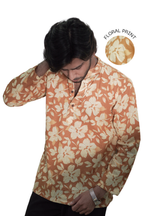 Men’s Moss Green Floral Printed Short Kurta Shirt