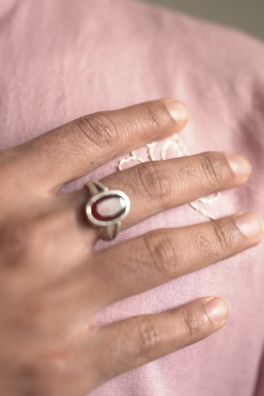 Men’s Pink Lotus Embroidered Short Kurta Shirt