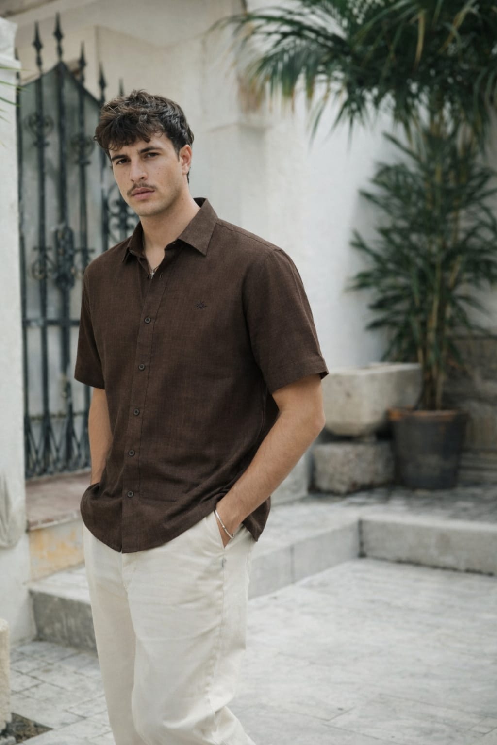 Men’s Olive Green Cotton Resort Shirt