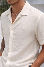Men White Linen Summer Resort Shirt